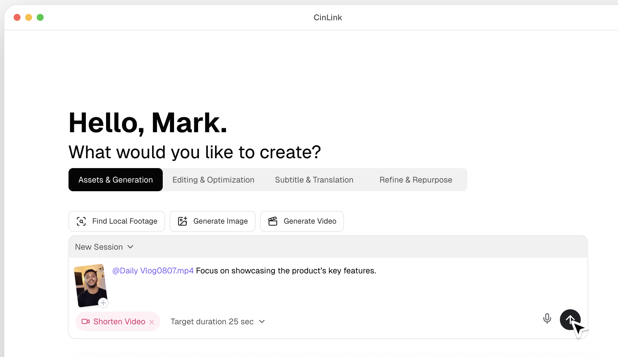 An AI media workspace built around local footage