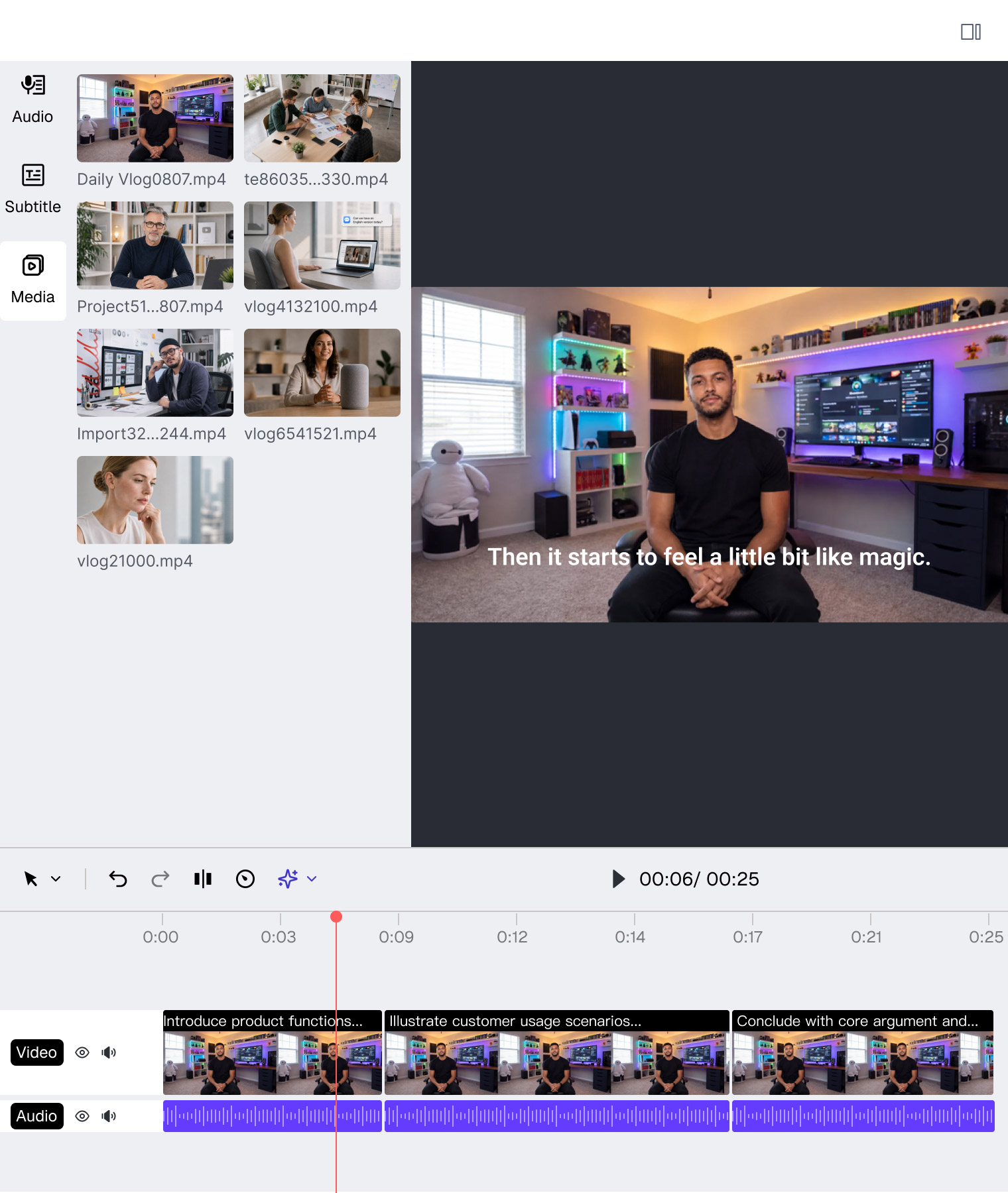 Timeline editor interface preview